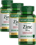 Nature’s Bounty Zinc 50mg, Immune Support & Antioxidant Supplement, Promotes Skin Health, 1 Caplet Per Day, Gluten Free, 250 Vegetarian Caplets