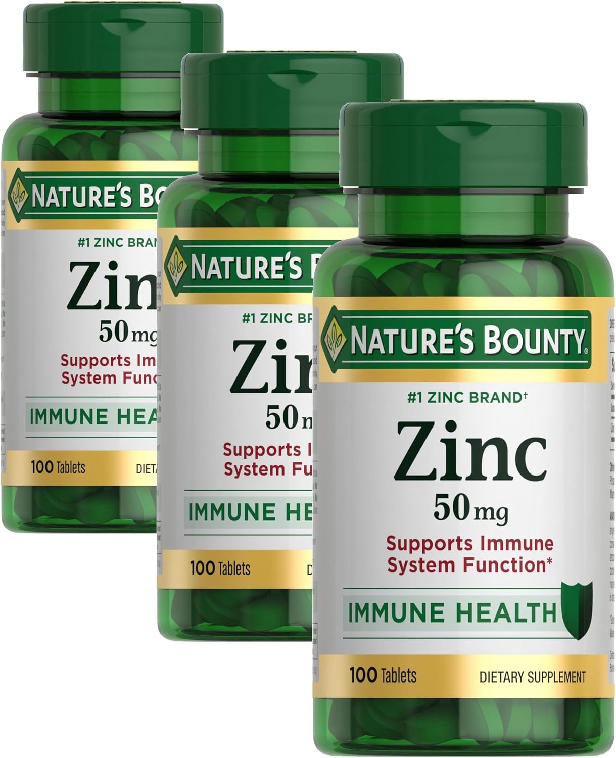 Nature’s Bounty Zinc 50mg, Immune Support & Antioxidant Supplement, Promotes Skin Health, 1 Caplet Per Day, Gluten Free, 250 Vegetarian Caplets
