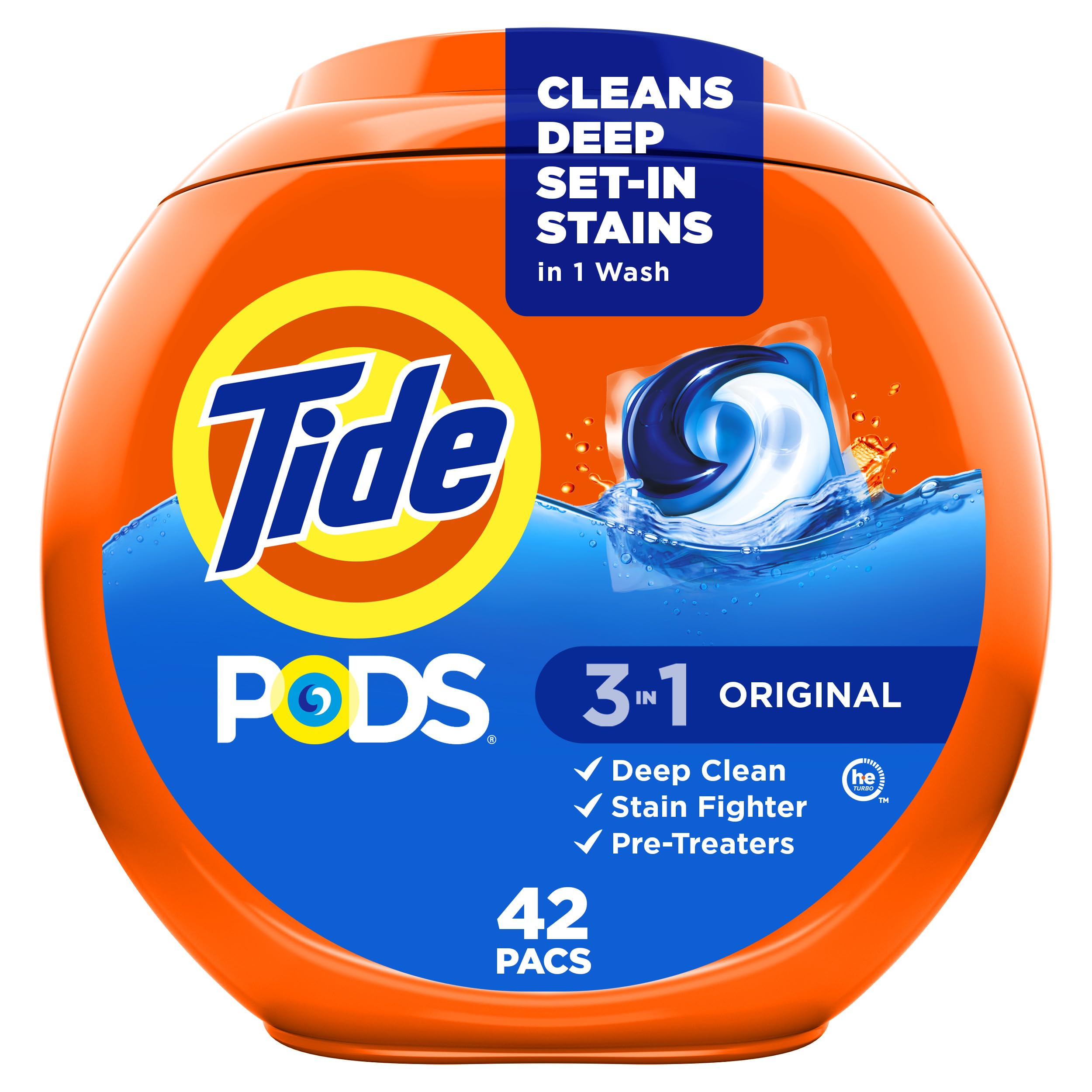 Tide PODS laundry detergent pacs, 3-in-1 Stain Remover, Odor Fighter, Color Protector, 112 Count, HE compatible, Spring Meadow Scent