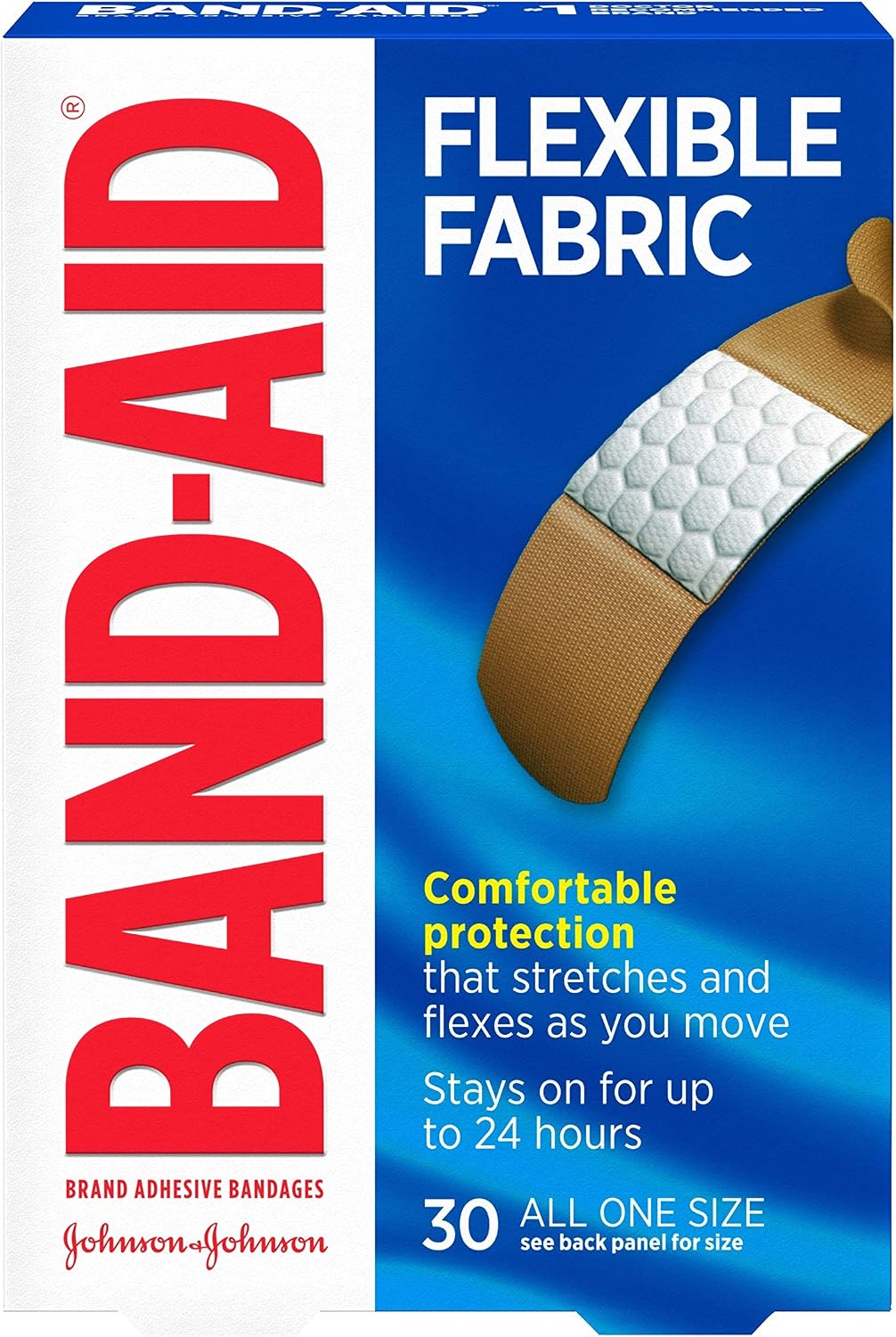 BAND-AID Brand Flexible Fabric Adhesive Bandages, Comfortable Sterile Protection & Wound Care for Minor Cuts, Scrapes & Burns, First Aid Kit Essential, Non-Stick Hurt-Free Pad, Assorted Sizes, 100 Ct