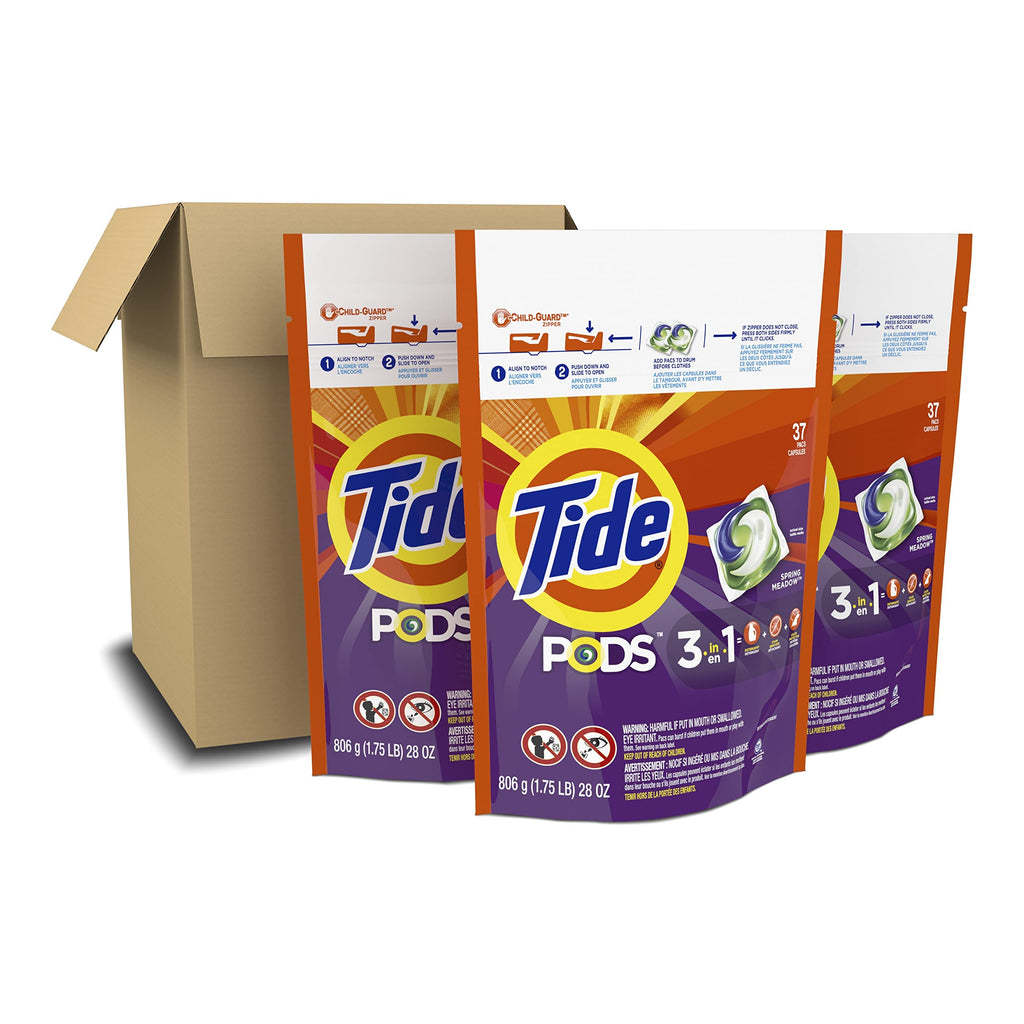 Tide PODS laundry detergent pacs, 3-in-1 Stain Remover, Odor Fighter, Color Protector, 112 Count, HE compatible, Spring Meadow Scent