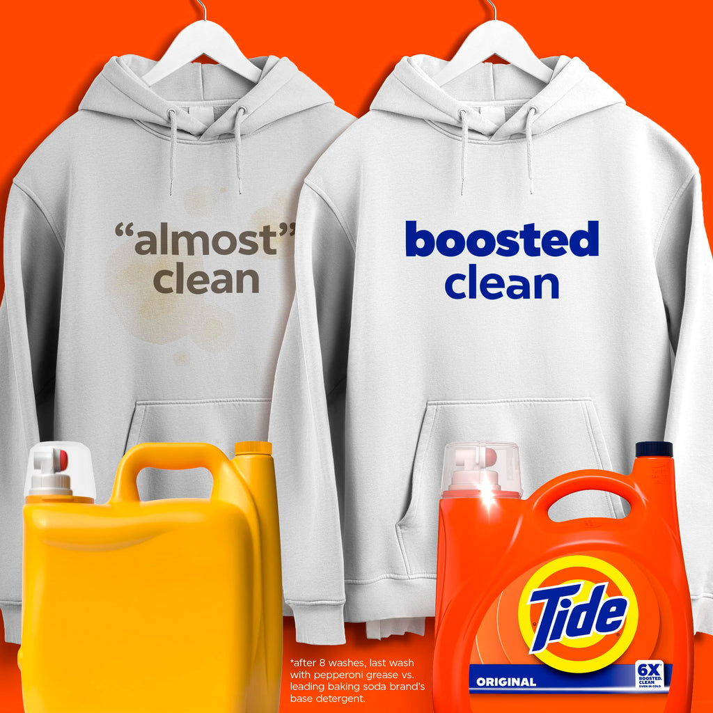 Tide Liquid Laundry Detergent, Original Scent, 125 fl oz, 100 Loads, Boosted Clean Even in Cold Water with Concentrated Washing Soap